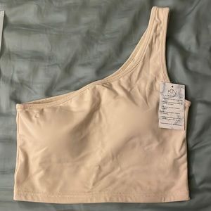 One-shoulder crop top Brami - Klassy Network (sand)